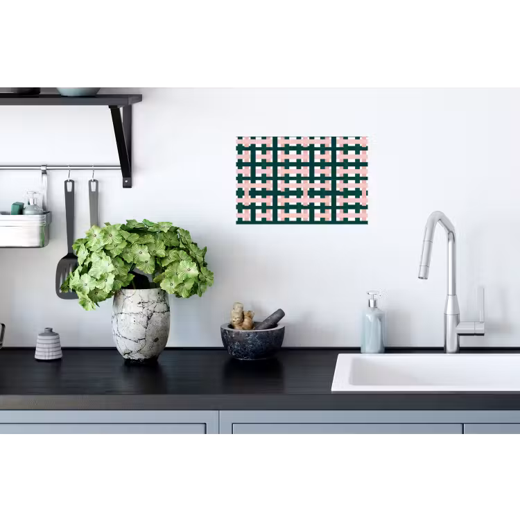 Muursticker - Vlechtpatroon - Groen - Roze - Grafisch — 2