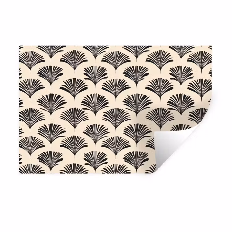 Muursticker - Waaiers - Botanisch - Zwart - Beige — 1