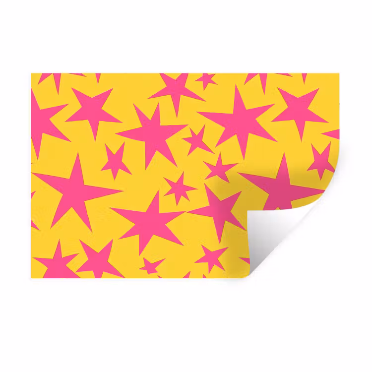 Muursticker - Sterren - Patroon - Roze - Geel — 1