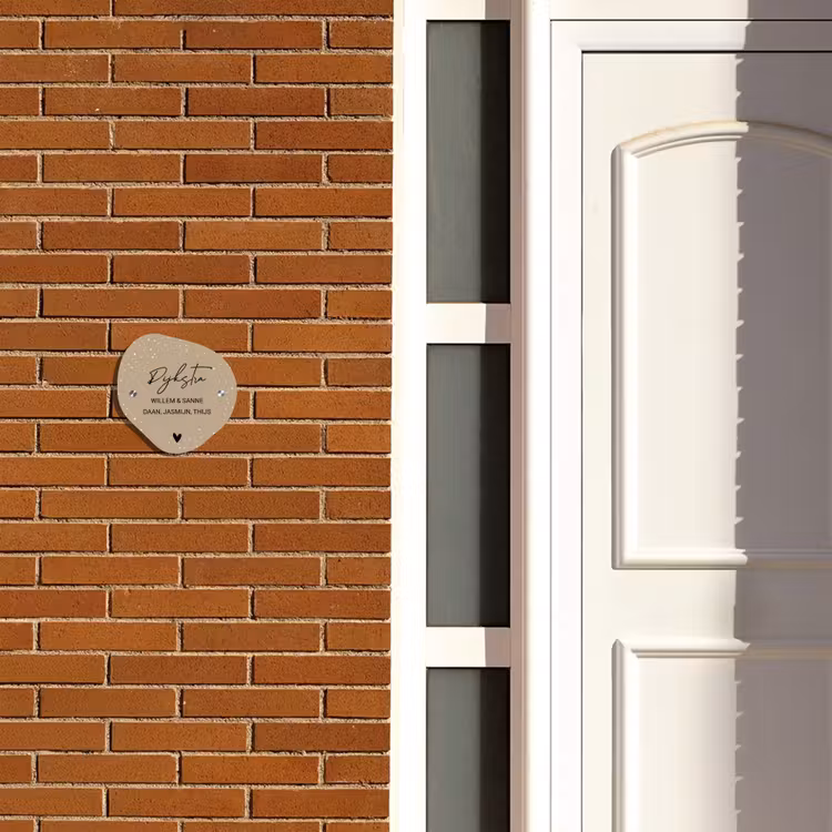 Naambordje voordeur - Organisch - Beige met stippen - Sierlijk — 3
