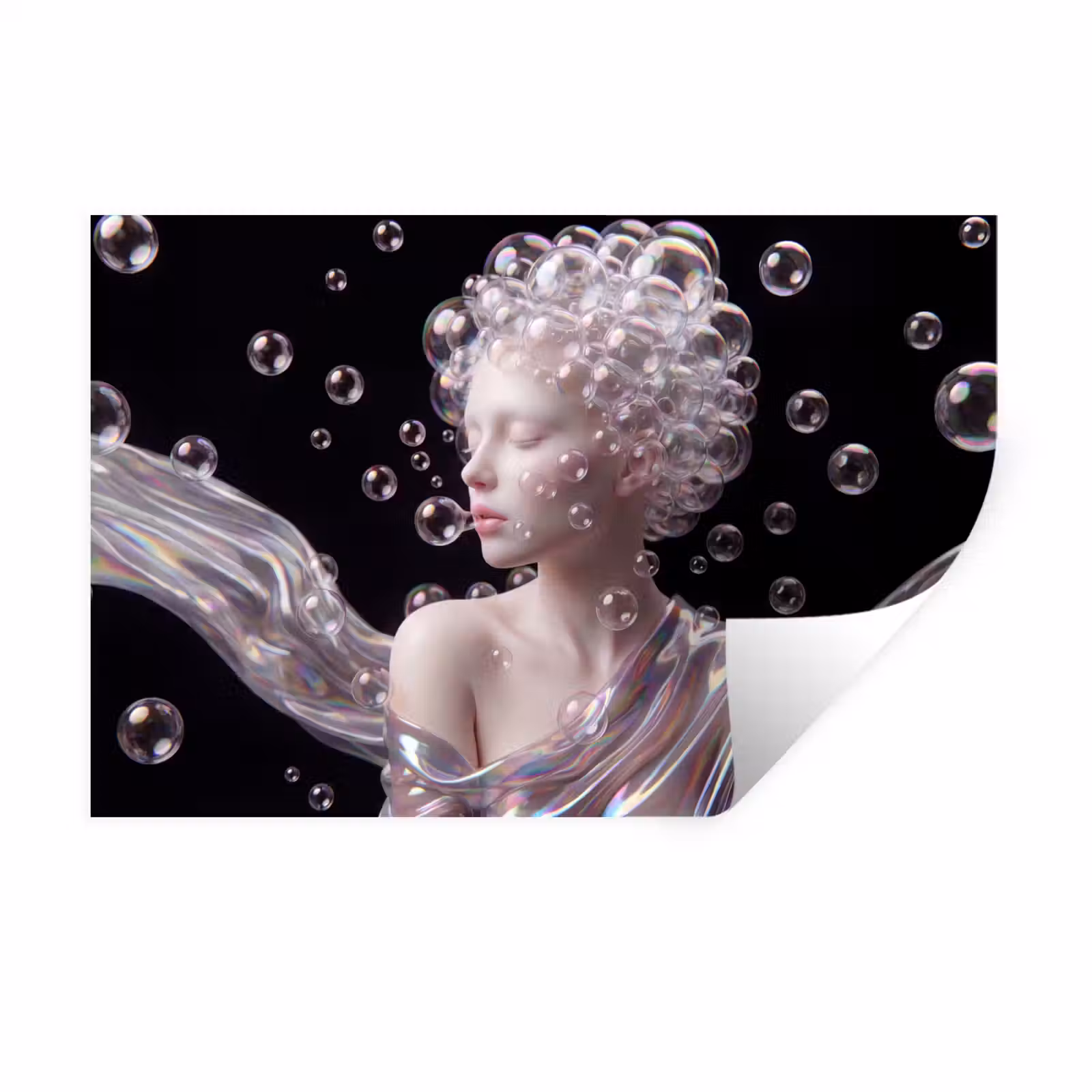 Muursticker - Vrouw - Bellen - Abstract - Kleurrijk — 1