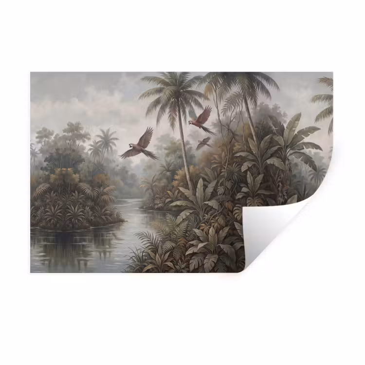 Muursticker - Vogel - Vliegend - Tropisch - Landschap - Klassiek — 1