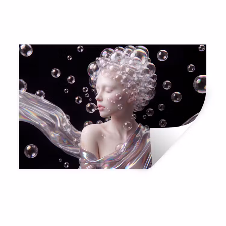 Muursticker - Vrouw - Bellen - Abstract - Kleurrijk — 1