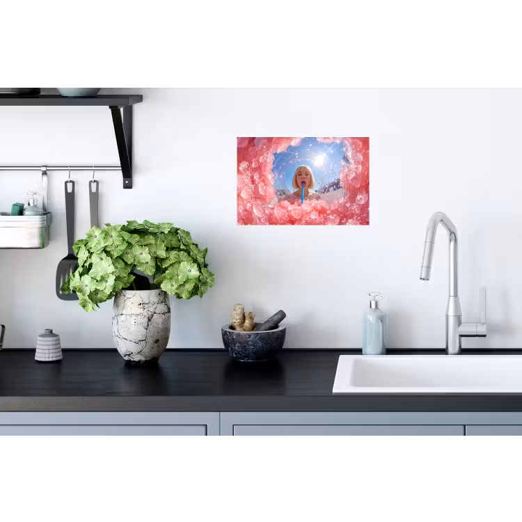 Muursticker - Vrouw - Drank - Zomer - Roze - Blauw — 2