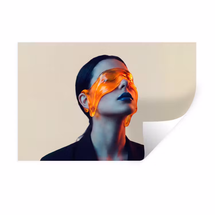Muursticker - Vrouw - Oranje - Abstract - Modern - Kleurrijk — 1