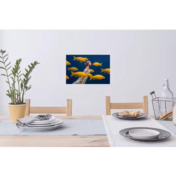 Muursticker - Vrouw - Vis - Water - Natuur - Geel — 3