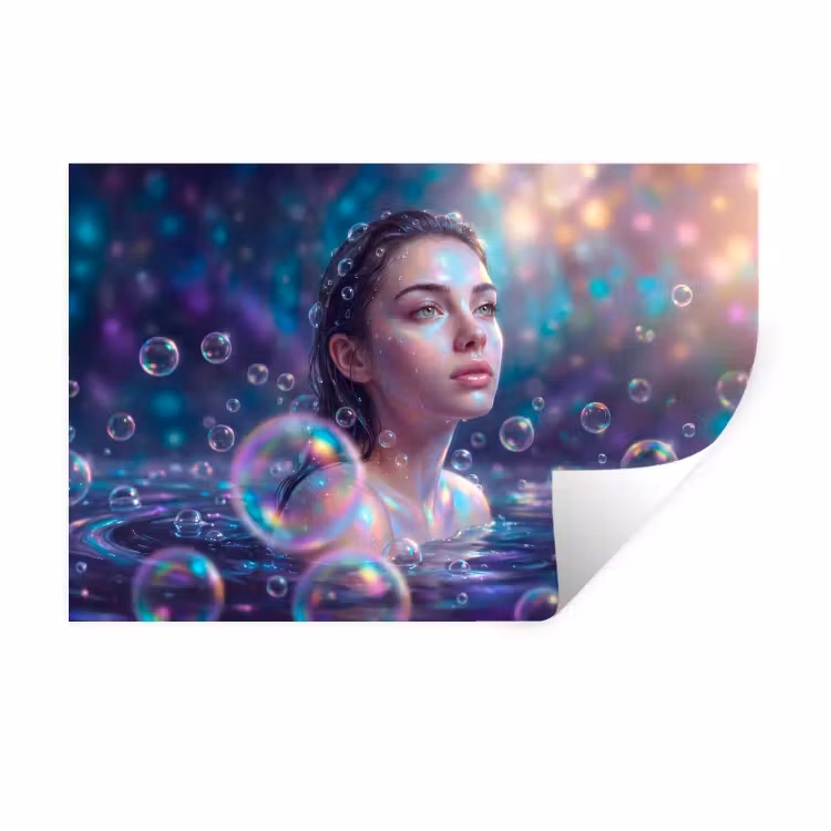 Muursticker - Vrouw - Water - Portret - Kleurrijk - Modern — 1