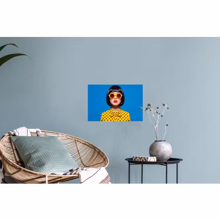 Muursticker - Vrouw - Zonnebril - Pop Art - Portret - Geel — 4