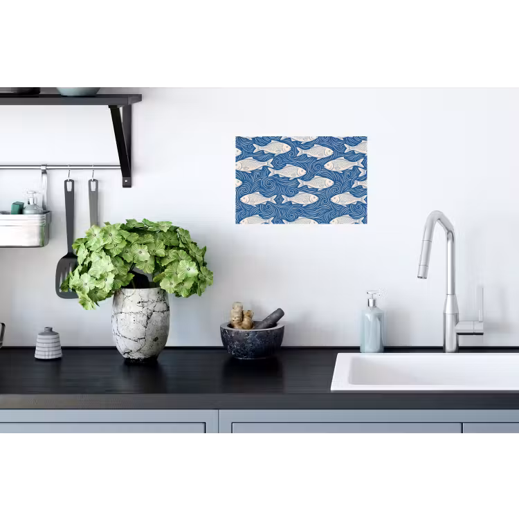 Muursticker - Vis - Water - Patroon - Grafisch - Blauw — 2