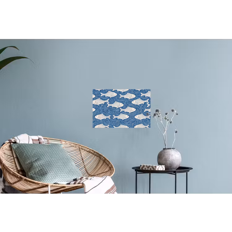 Muursticker - Vis - Water - Patroon - Grafisch - Blauw — 4