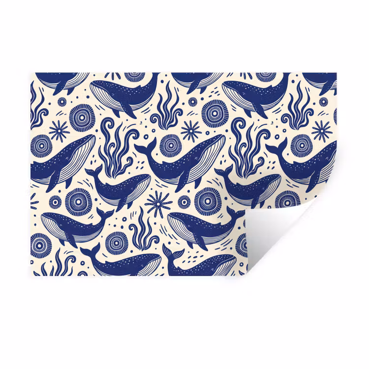 Muursticker - Walvis - Onderwater - Dieren - Abstract - Blauw — 1