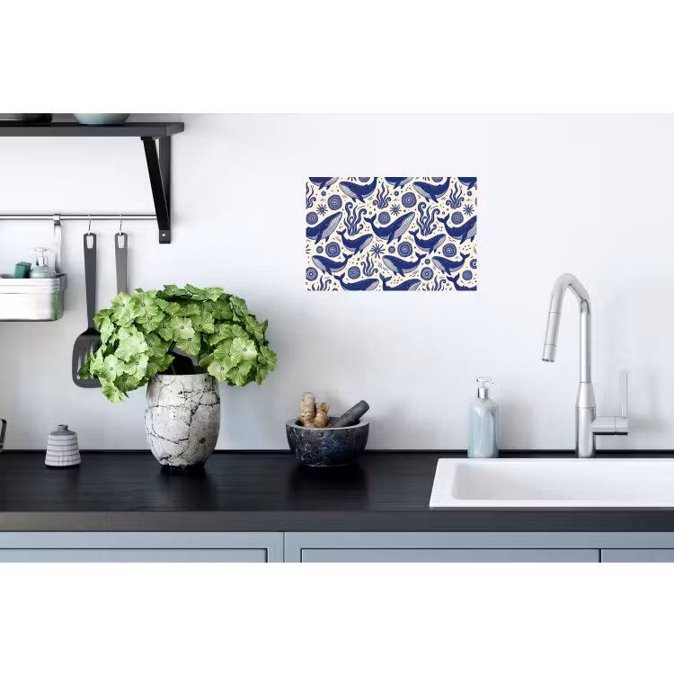 Muursticker - Walvis - Onderwater - Dieren - Abstract - Blauw — 2