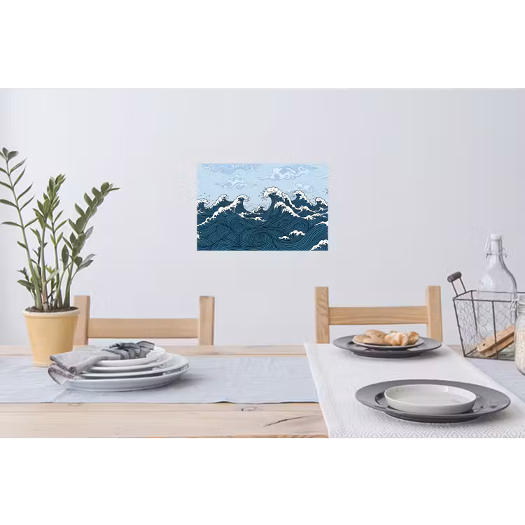 Muursticker - Zee - Golven - Japans - Natuur - Blauw — 3