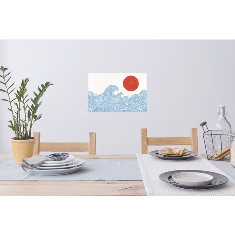 Muursticker - Zon - Golven - Oceaan - Abstract - Rood — 3