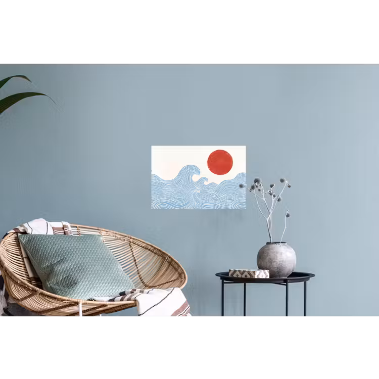 Muursticker - Zon - Golven - Oceaan - Abstract - Rood — 4