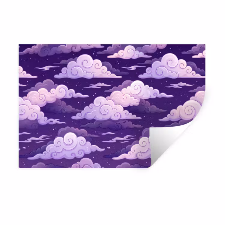 Muursticker - Wolken - Nacht - Natuur - Abstract - Paars — 1
