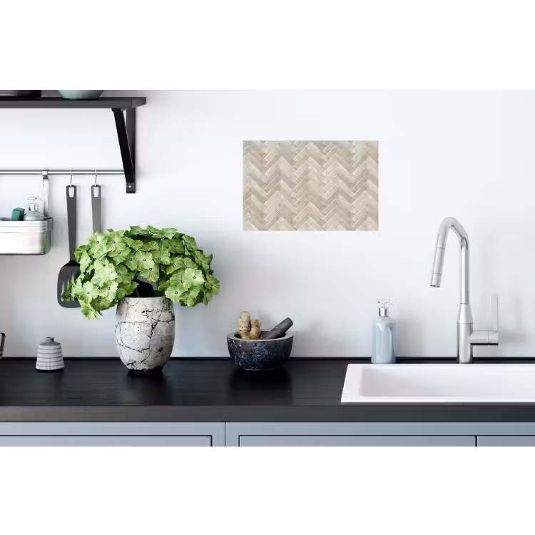 Muursticker - Visgraat - Wandtegel - Beige — 2