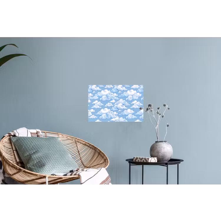 Muursticker - Wolken - Patroon - Hemel - Illustratie - Wit — 4