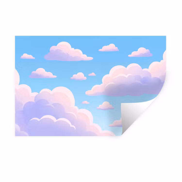 Muursticker - Wolken - Roze - Blauw - Natuur - Modern — 1