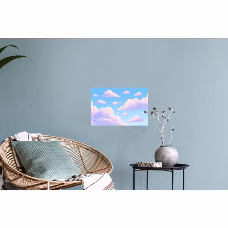 Muursticker - Wolken - Roze - Blauw - Natuur - Modern — 4