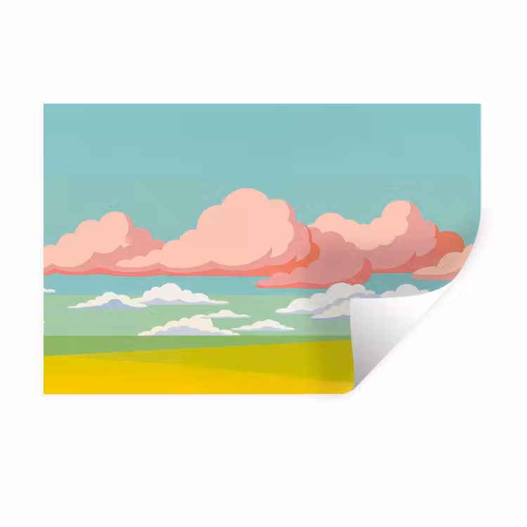 Muursticker - Wolken - Roze - Natuur - Modern - Pastel — 1