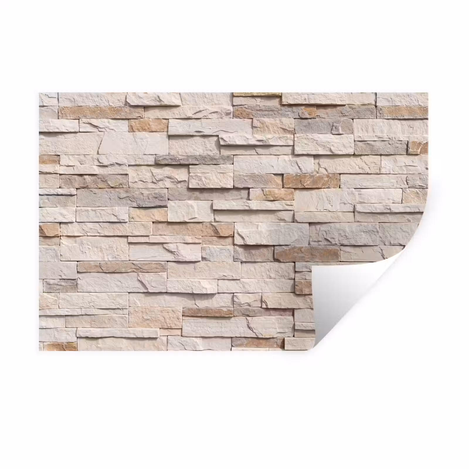 Muursticker - Steen - Muur - Textuur - Rustiek - Beige — 1