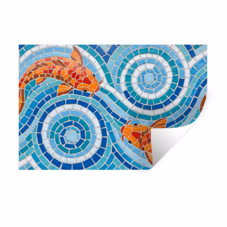 Muursticker - Vis - Mozaïek - Water - Decoratief - Blauw — 1