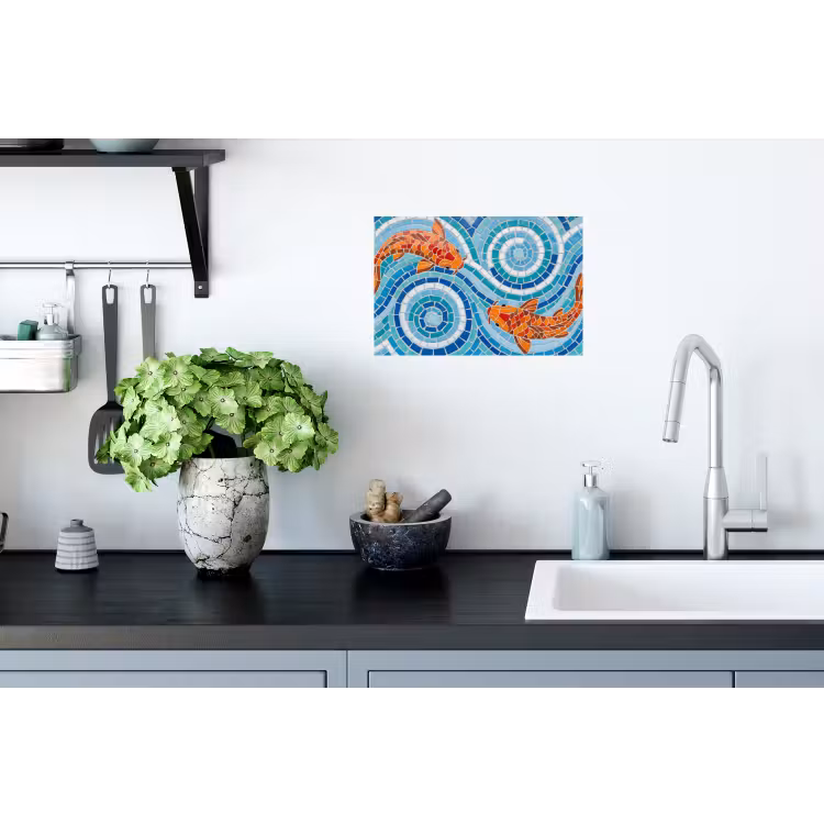 Muursticker - Vis - Mozaïek - Water - Decoratief - Blauw — 2