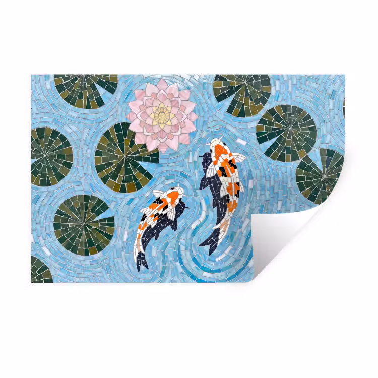 Muursticker - Vis - Water - Natuur - Mozaïek - Blauw — 1