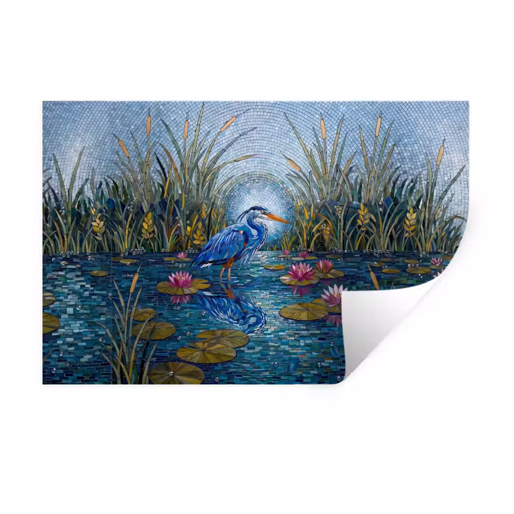Muursticker - Vogel - Water - Natuur - Abstract - Blauw — 1