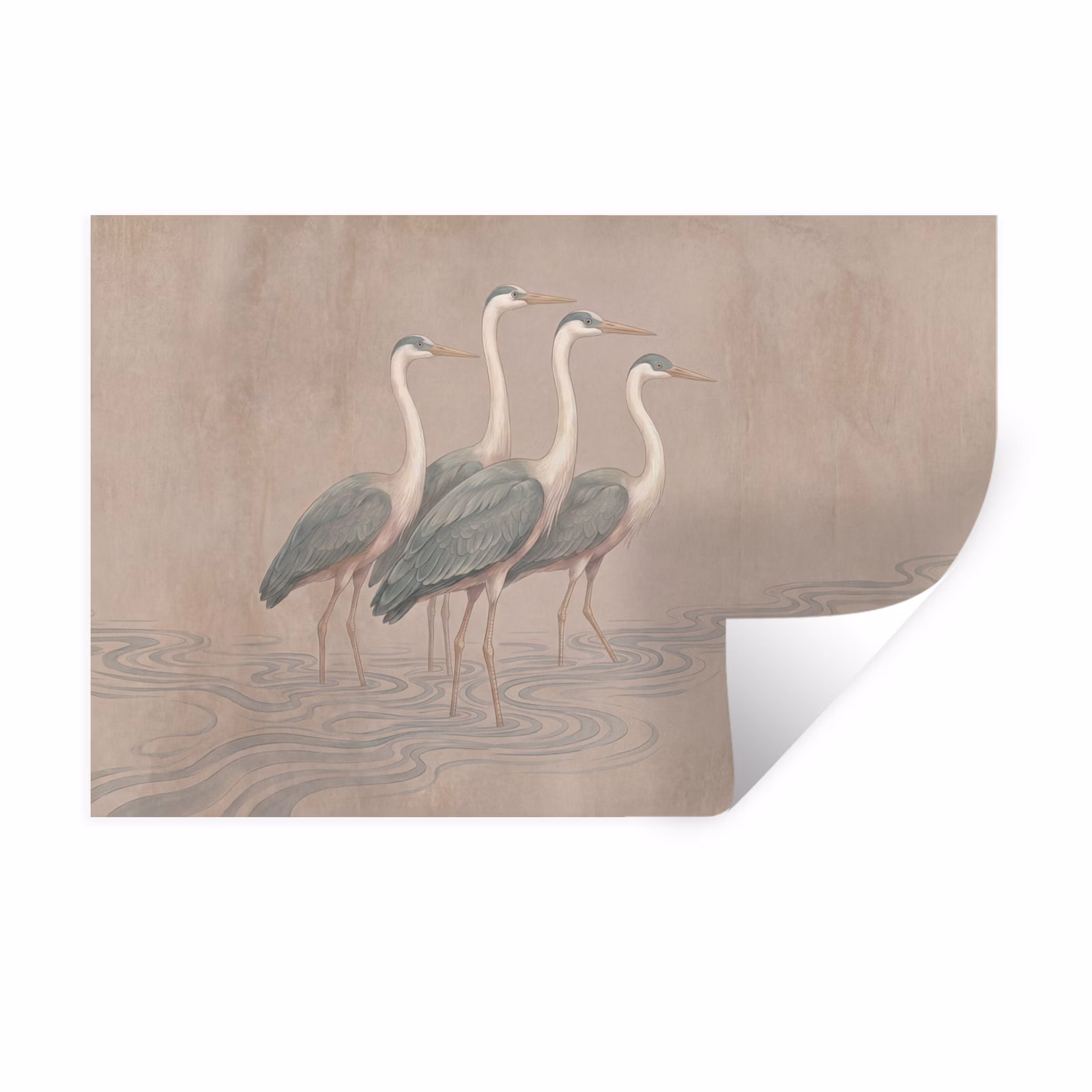 Muursticker - Vogel - Water - Natuur - Vintage — 1