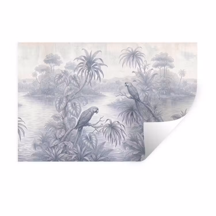 Muursticker - Vogel - Rivier - Tropisch - Illustratie - Blauw — 1