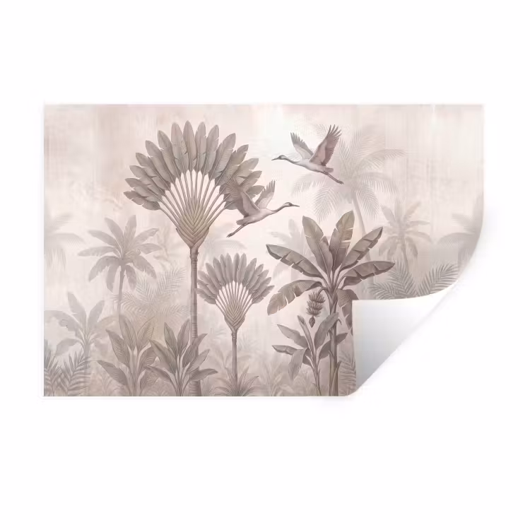 Muursticker - Vogel - Tropisch - Jungle - Natuur - Beige — 1