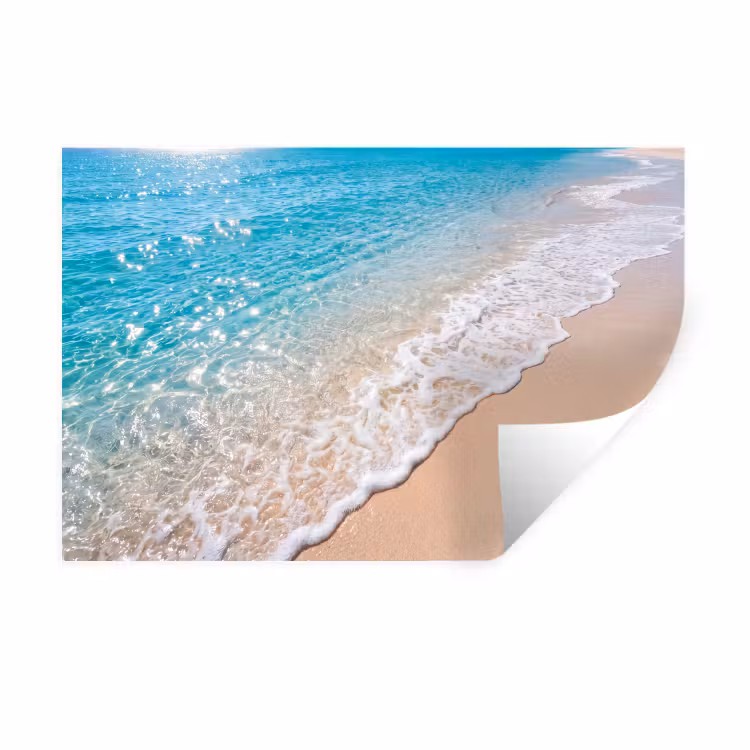 Muursticker - Strand - Water - Natuur - Blauw - Beige — 1