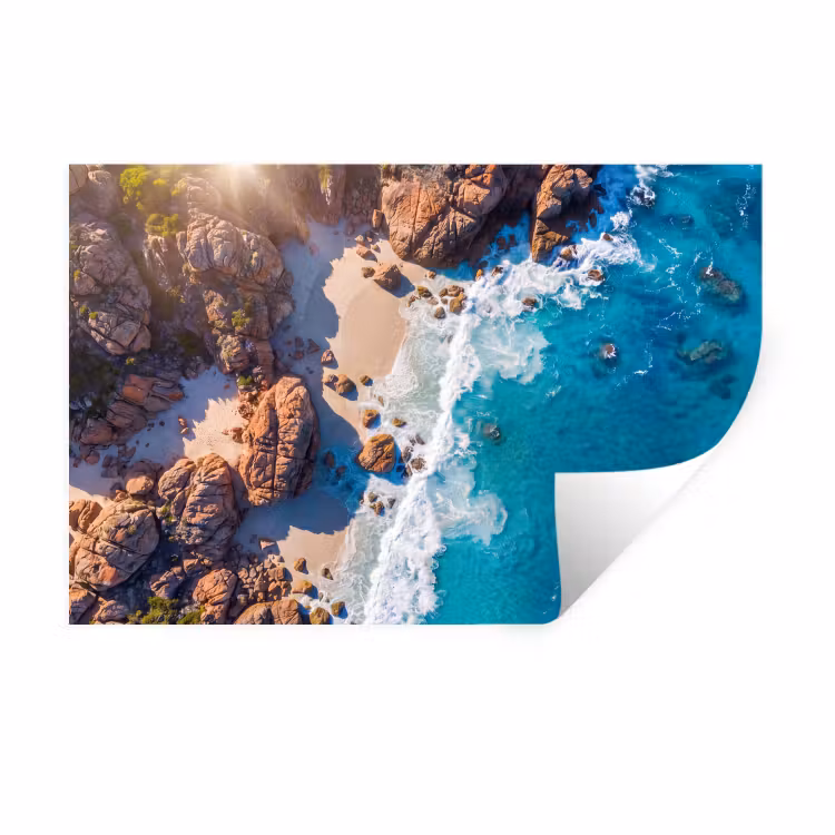 Muursticker - Strand - Zee - Rotsen - Natuur - Blauw — 1