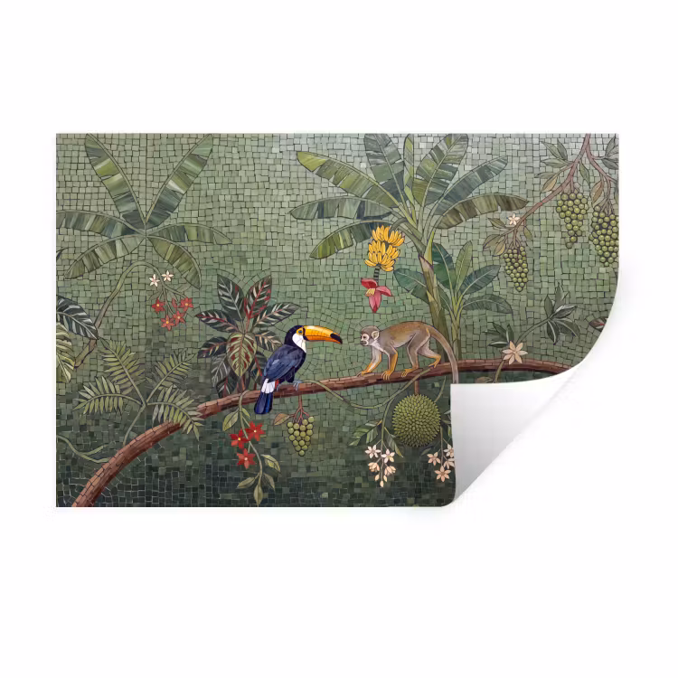 Muursticker - Vogel - Dier - Jungle - Mozaïek - Natuur — 1