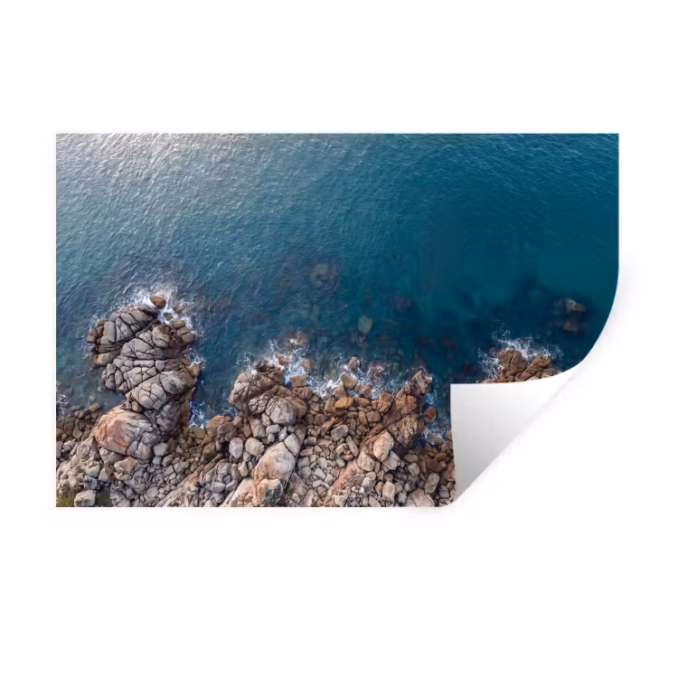 Muursticker - Zee - Kustlijn - Natuur - Abstract - Blauw — 1