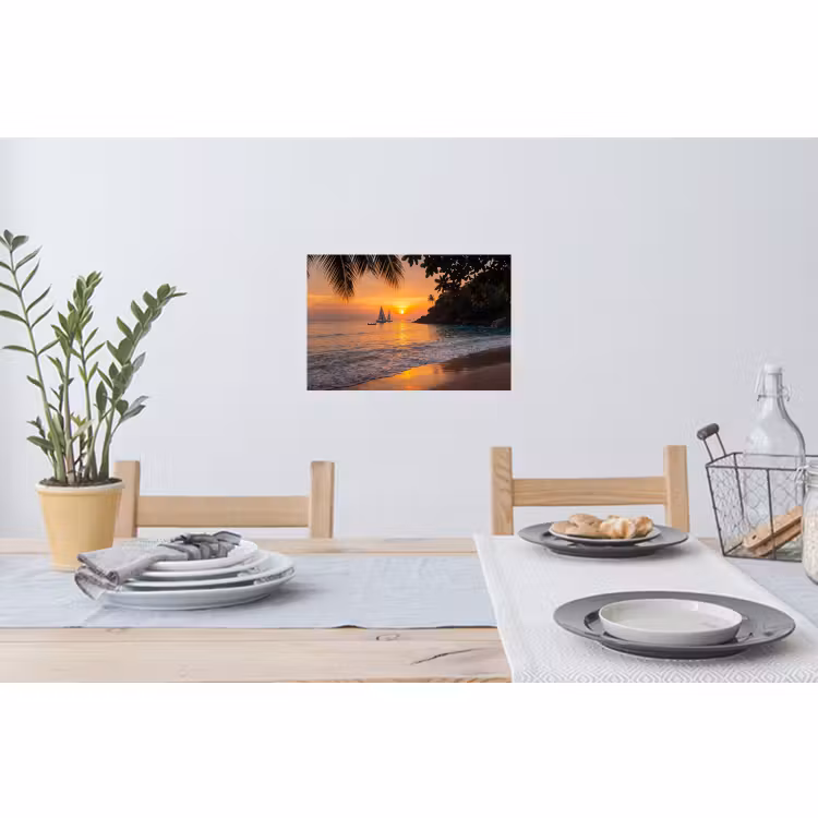 Muursticker - Zee - Zonsondergang - Boot - Natuur - Oranje — 3