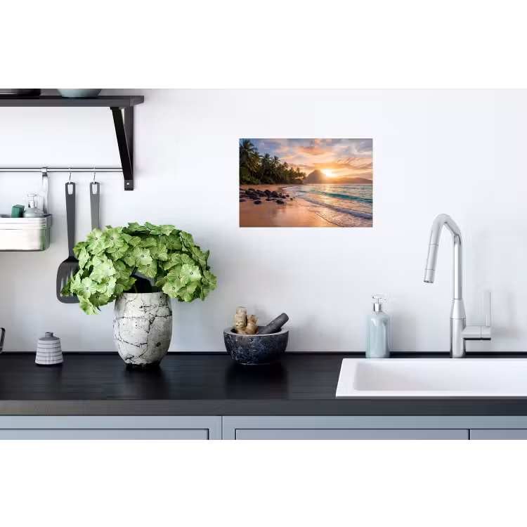 Muursticker - Zee - Berg - Landschap - Tropisch - Goud — 2