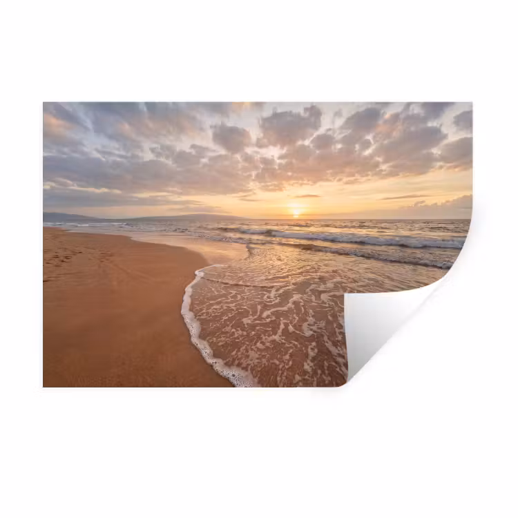 Muursticker - Zee - Kustlijn - Wolken - Landschap - Oranje — 1