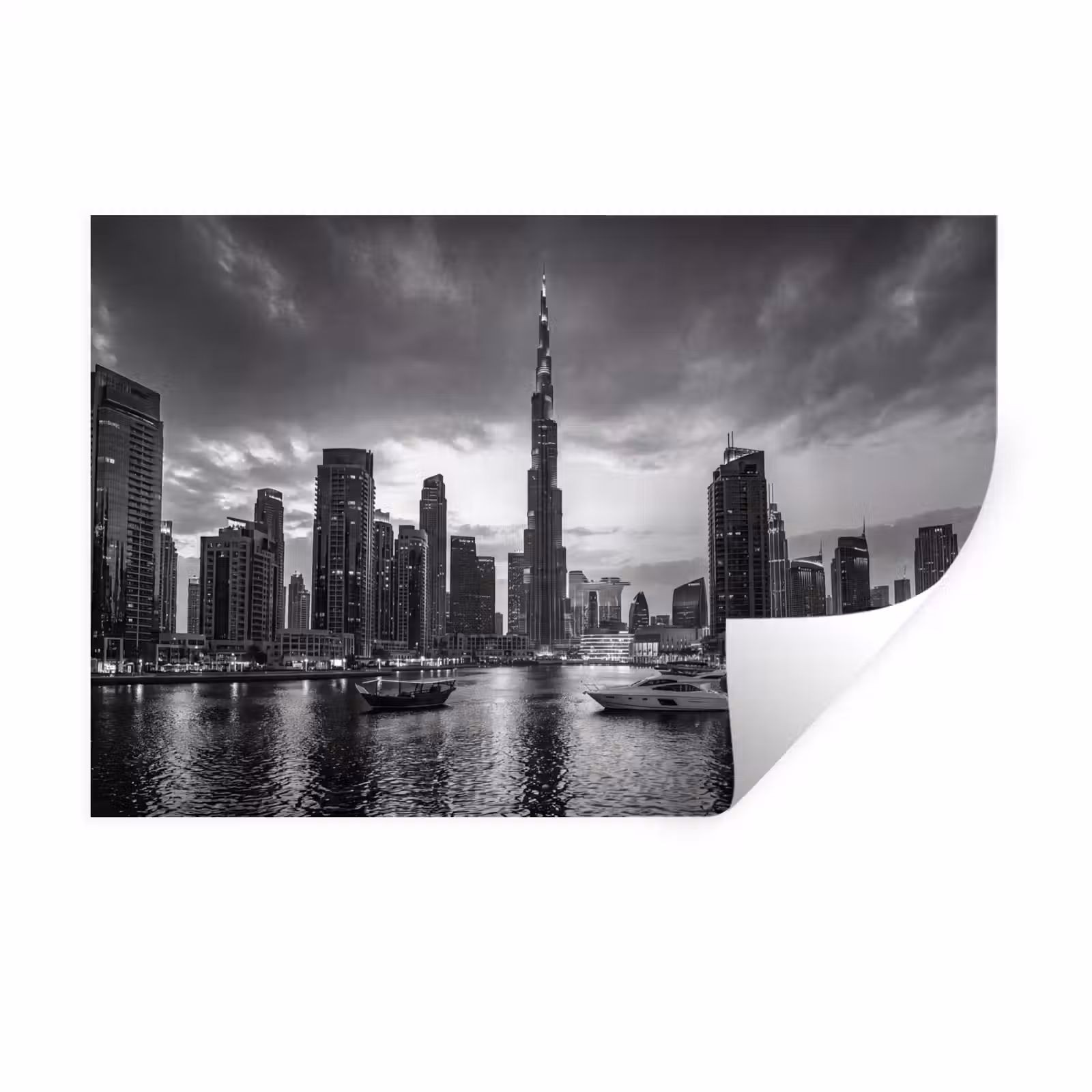 Muursticker - Stad - Skyline - Architectuur - Avond - Zwart-wit — 1