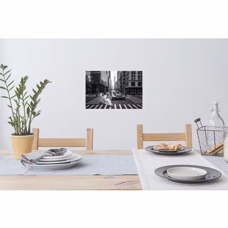 Muursticker - Stad - Straat - Gebouwen - Verkeer - Zwart-wit — 3