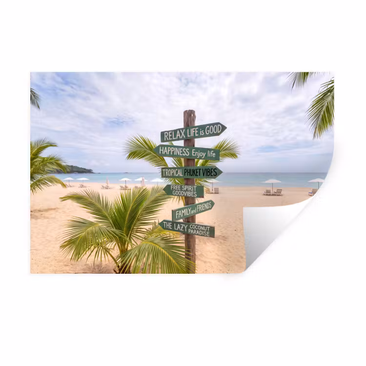 Muursticker - Strand - Wegwijzer - Palmen - Tropisch - Groen — 1