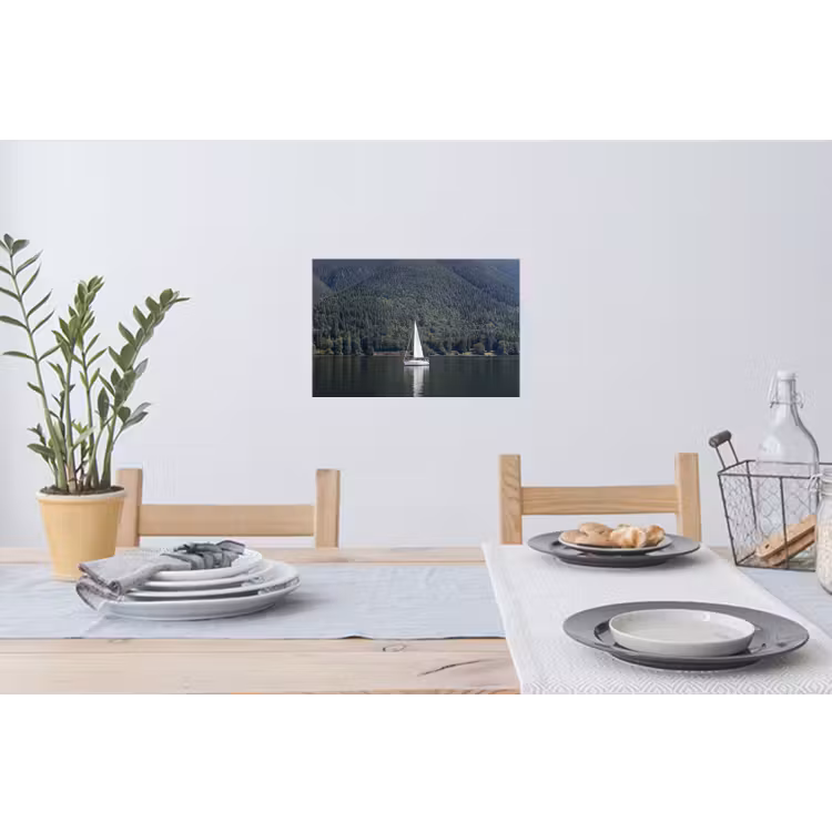 Muursticker - Zeilboot - Water - Bergen - Natuur - Groen — 3