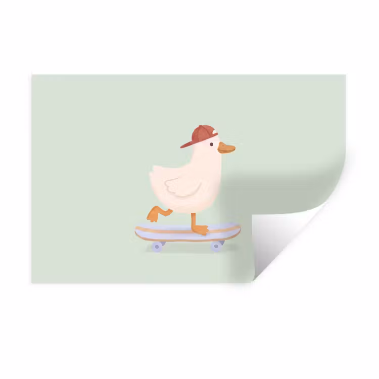 Muursticker - Vogel - Skateboard - Dieren - Cartoon - Speels — 1