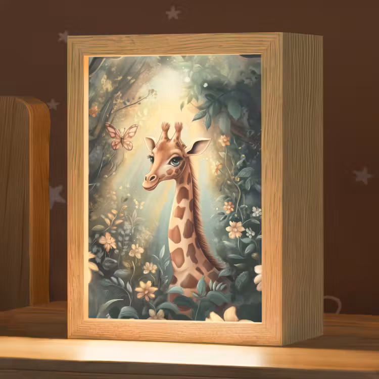 Nachtlampje - Giraffe - Jungle - Bloemen — 1