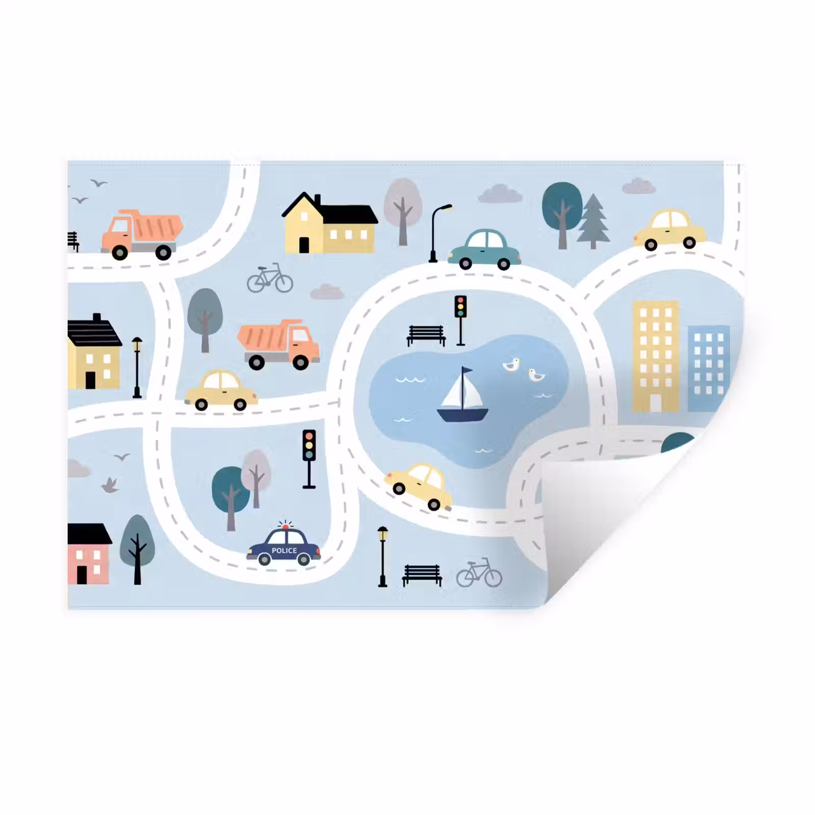 Muursticker - Stad - Wegen - Auto's — 1