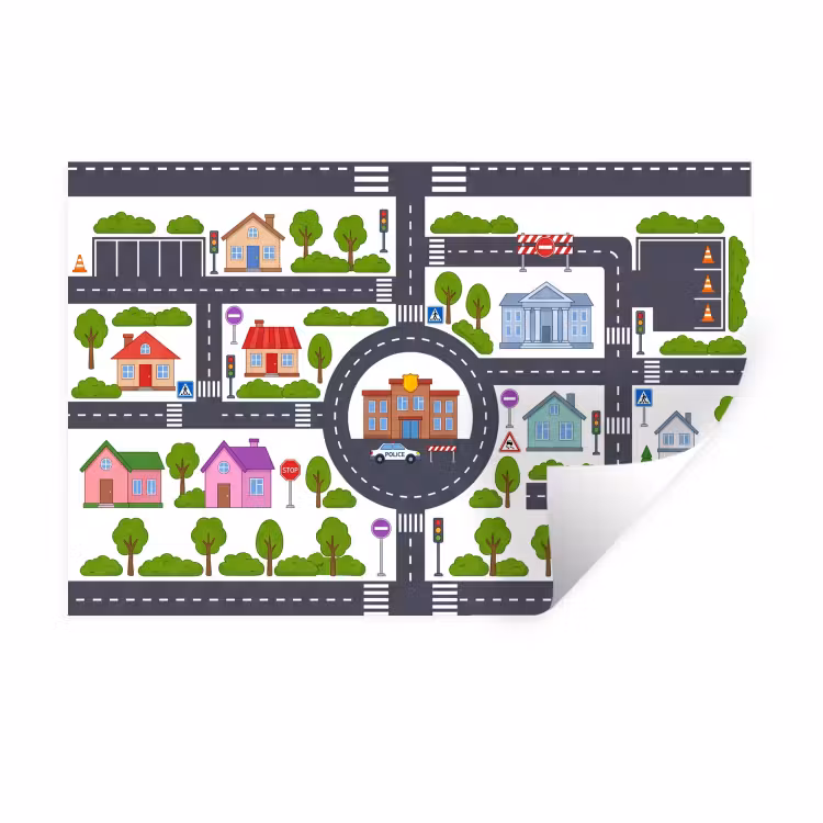 Muursticker - Stad - Plattegrond - Illustratie — 1