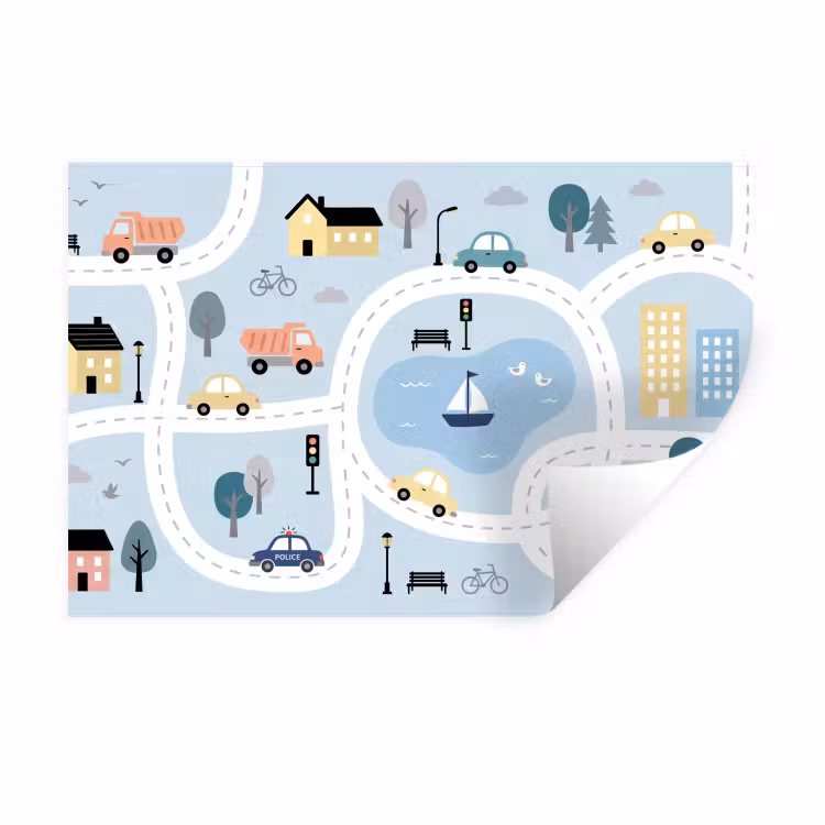 Muursticker - Stad - Wegen - Auto's — 1