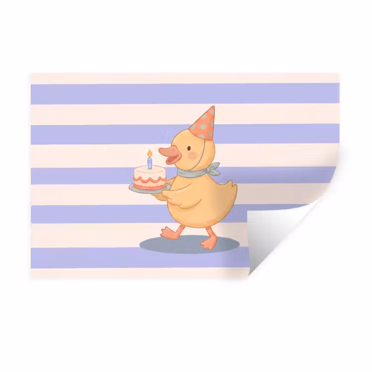 Muursticker - Vogel - Feest - Taart - Kinder - Illustratie — 1